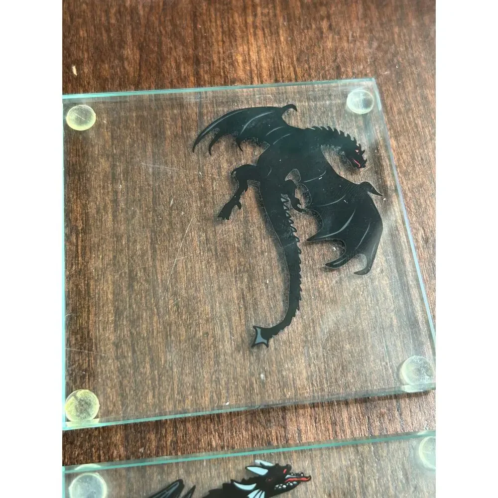 New dragon glass coaster set Gothic mythic gift